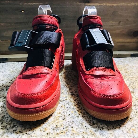 Nike Youth Air Force 1 Utility GS Dune Red AJ6601-600 - Picture 2 of 9